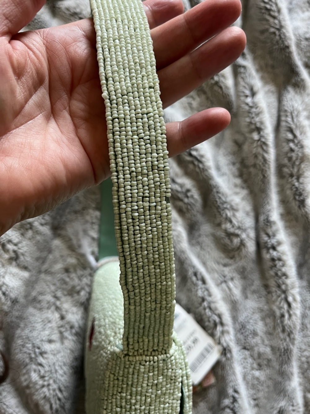 Beaded Mint Green Shoulder Bag with Pink Golf Cart Motif viral TikTok - Picture 7 of 16